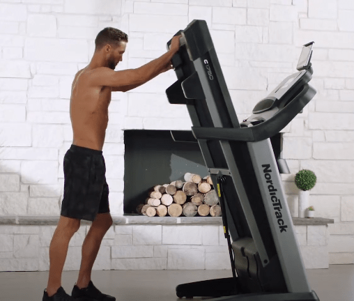 how to fold up a nordictrack treadmill